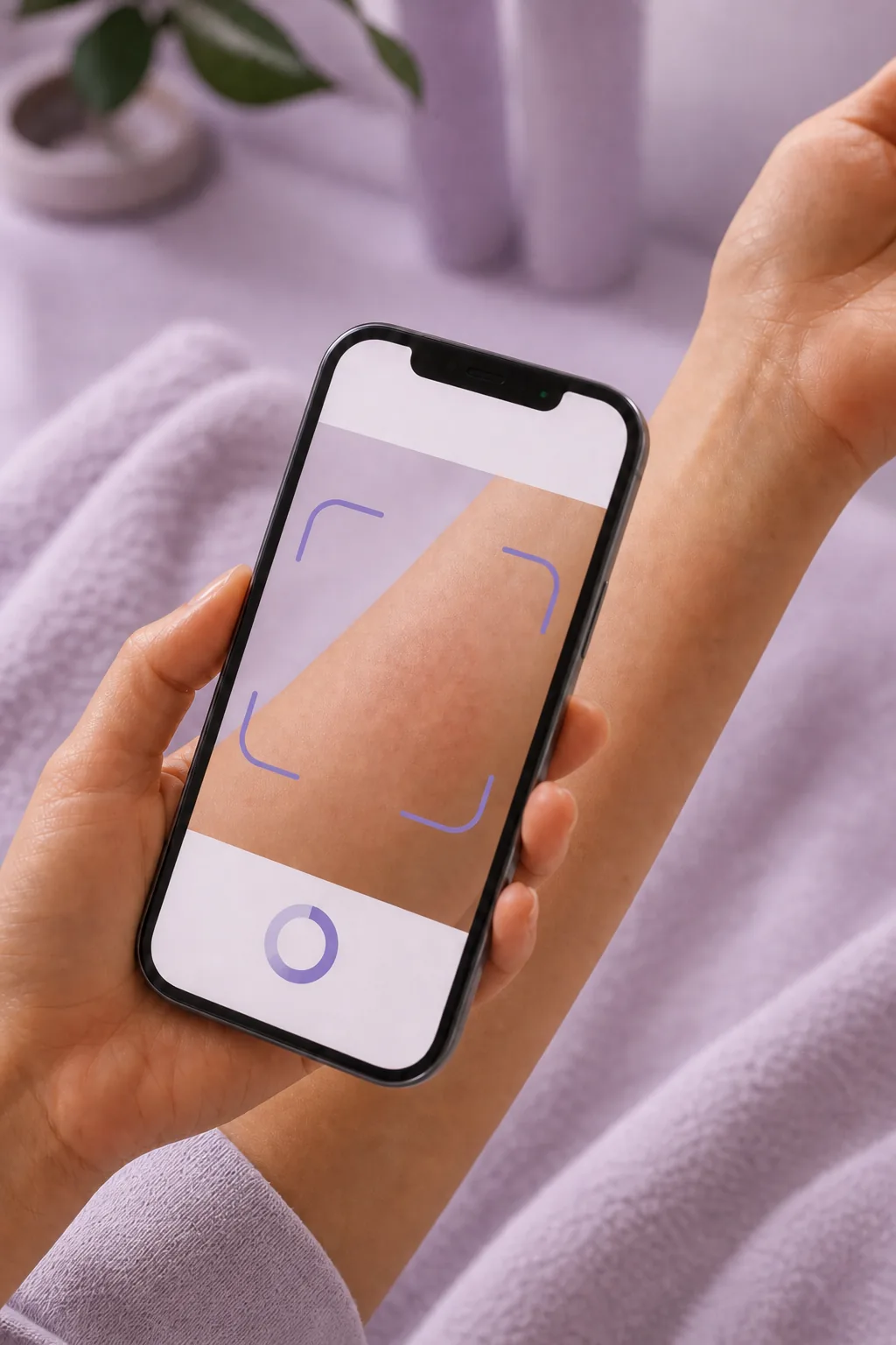 Person scanning their skin with the RashScan app